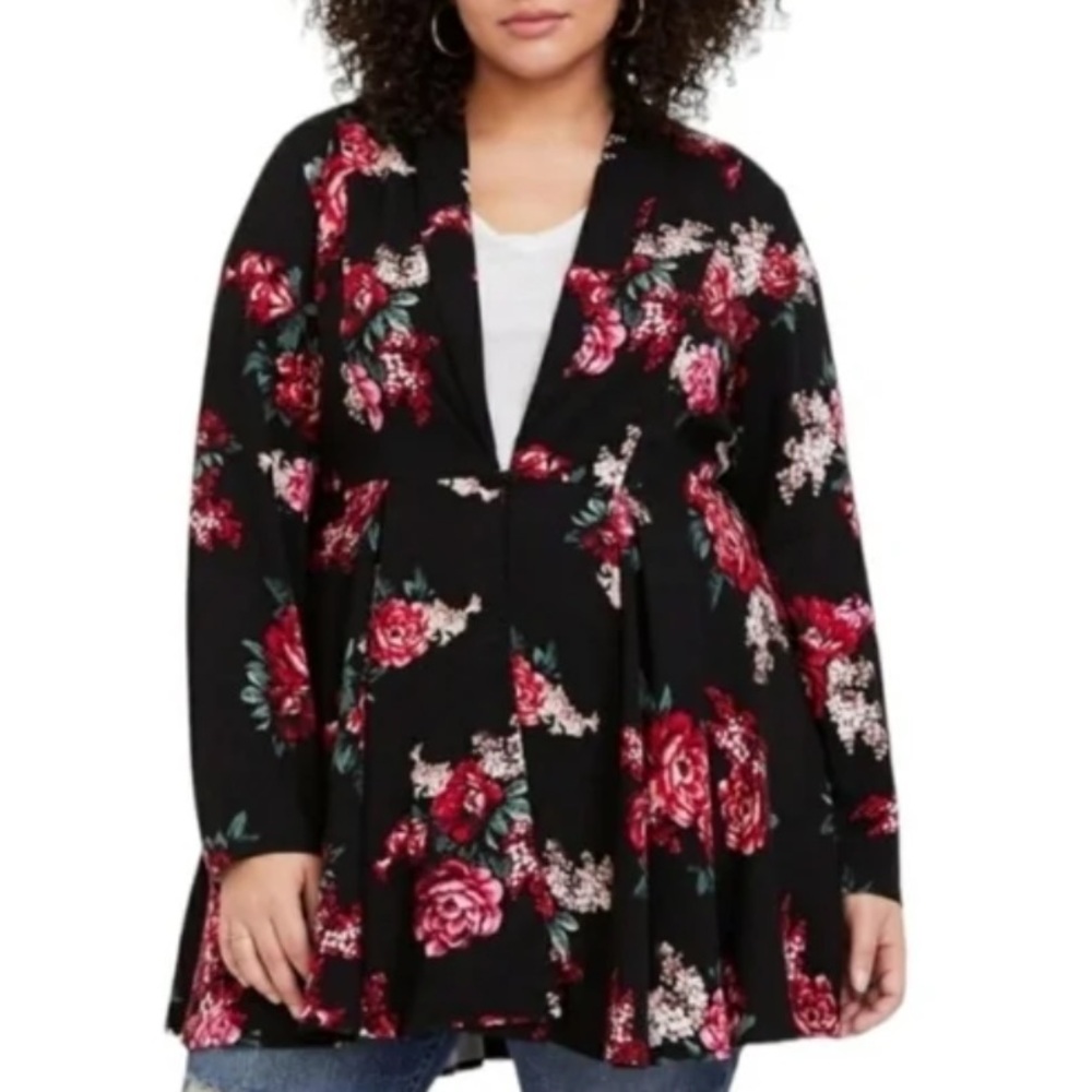 Torrid Floral Twill Fit & Flare Jacket sz 2